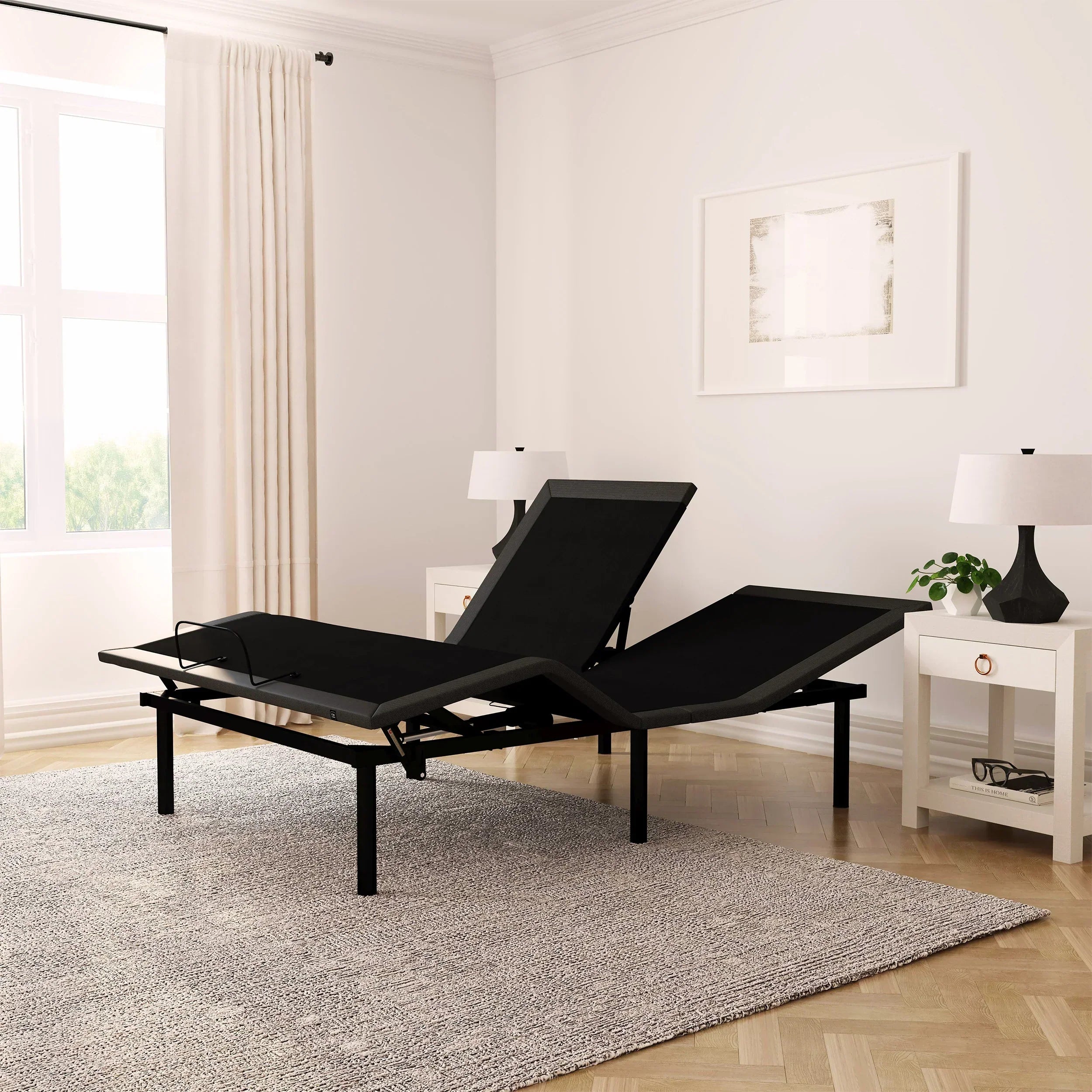 Rize Split Head Adjustable Bed Base - Dual Foot Positioning - 850 lb Capacity.