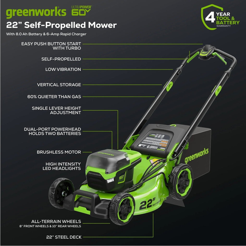 Greenworks Pro 60V 22-Inch Cordless Self-Propelled Lawn Mower