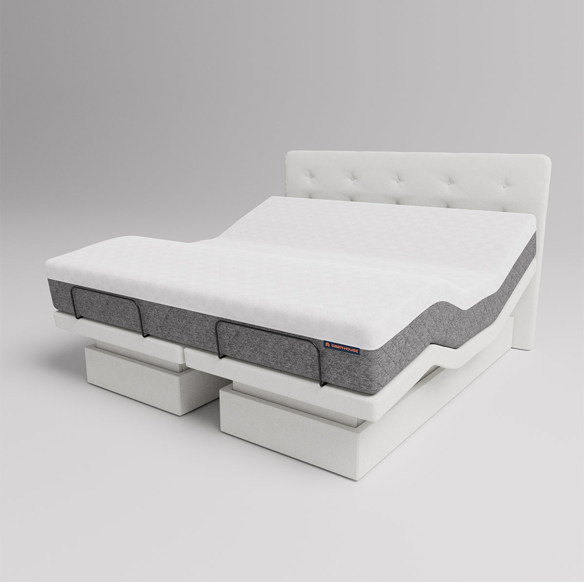 The Dawn House Bed - Adjustable Base Split King Ivory - Floor Model