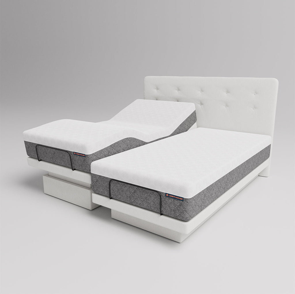 The Dawn House Bed - Adjustable Base Split King Ivory - Floor Model