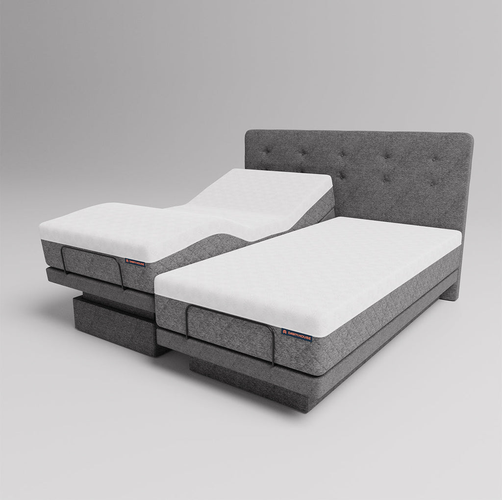 The Dawn House Bed - Adjustable Base Split King Ivory - Floor Model