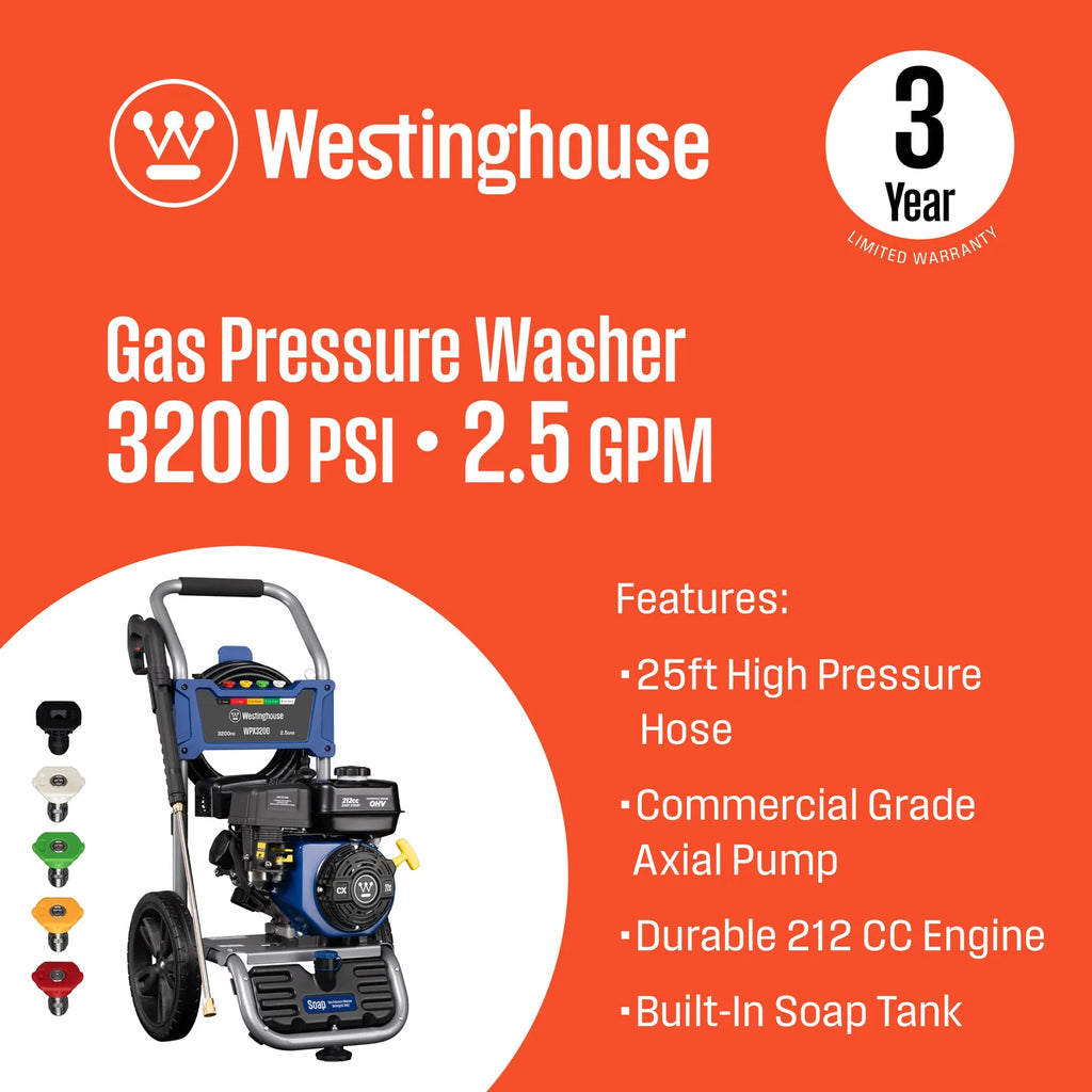 Westinghouse WPX3200 3200 PSI 2.5 GPM Gas Pressure Washer