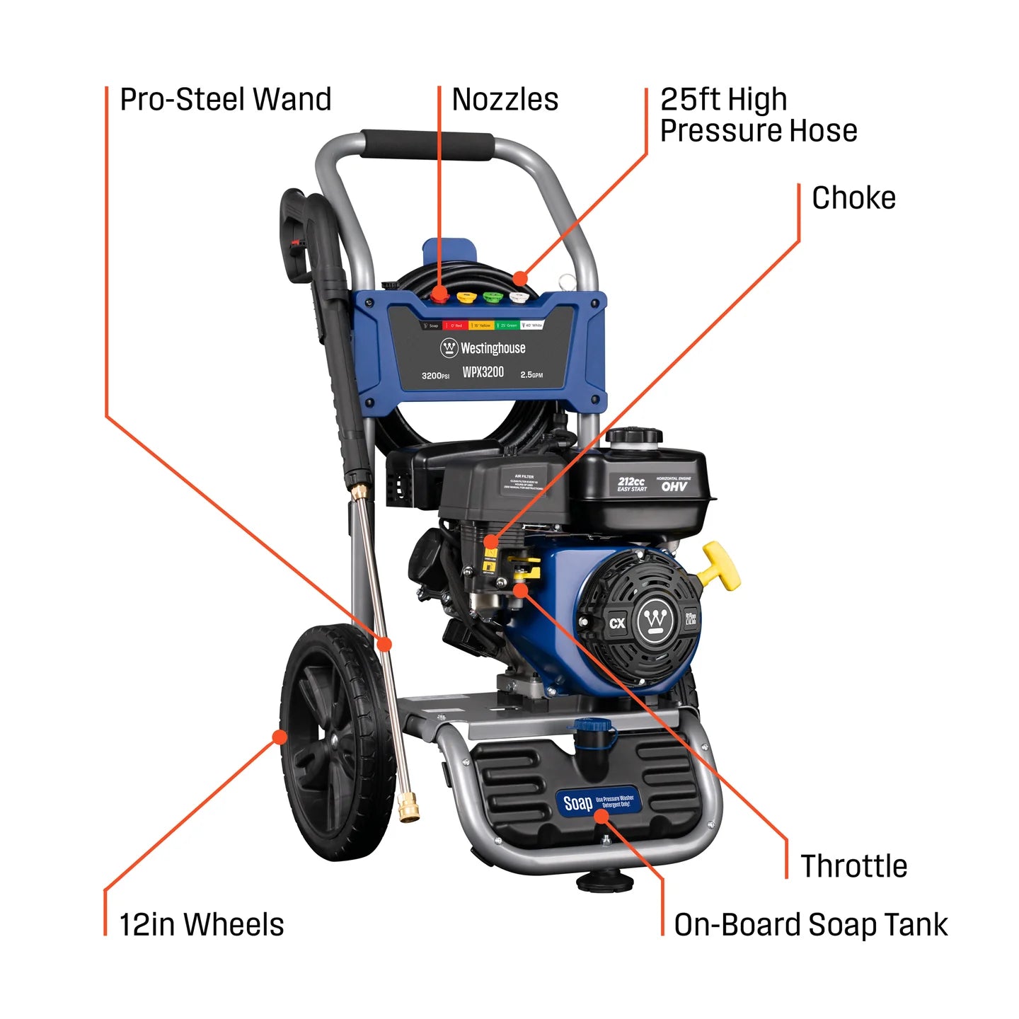 Westinghouse WPX3200 3200 PSI 2.5 GPM Gas Pressure Washer