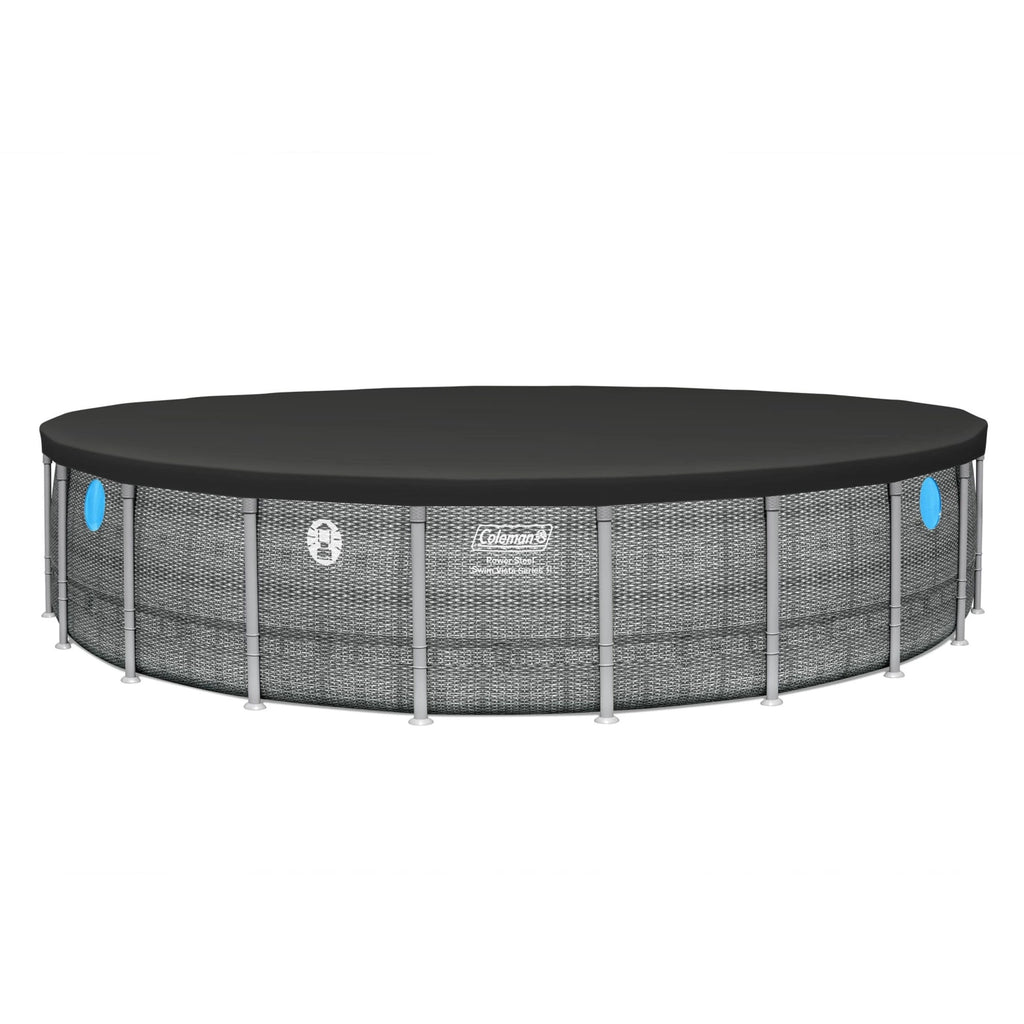Coleman Power Steel 22’x52” Metal Frame Above Ground Pool w/ Pump, Ladder, & Cover, Gray