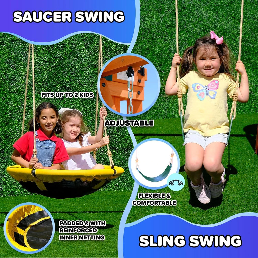 Sportspower Amelia Heavy-Duty Cedar Wooden A-Frame Swing Set
