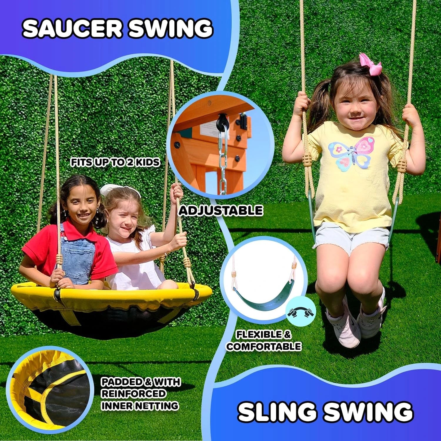 Sportspower Amelia Heavy-Duty Cedar Wooden A-Frame Swing Set