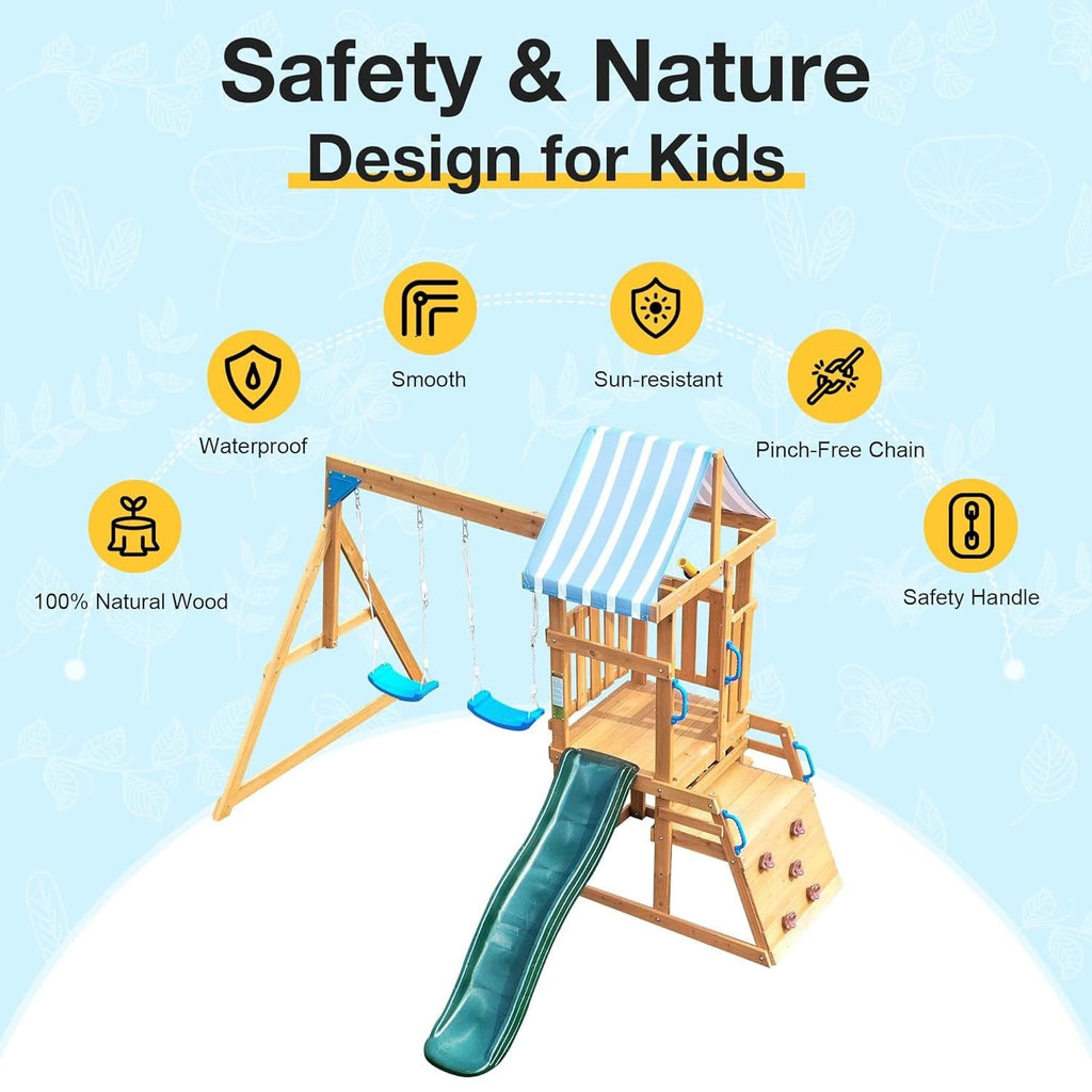 ROBUD Wooden Swing Sets for Backyard