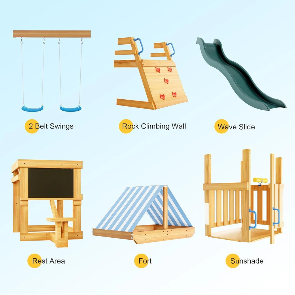 ROBUD Wooden Swing Sets for Backyard