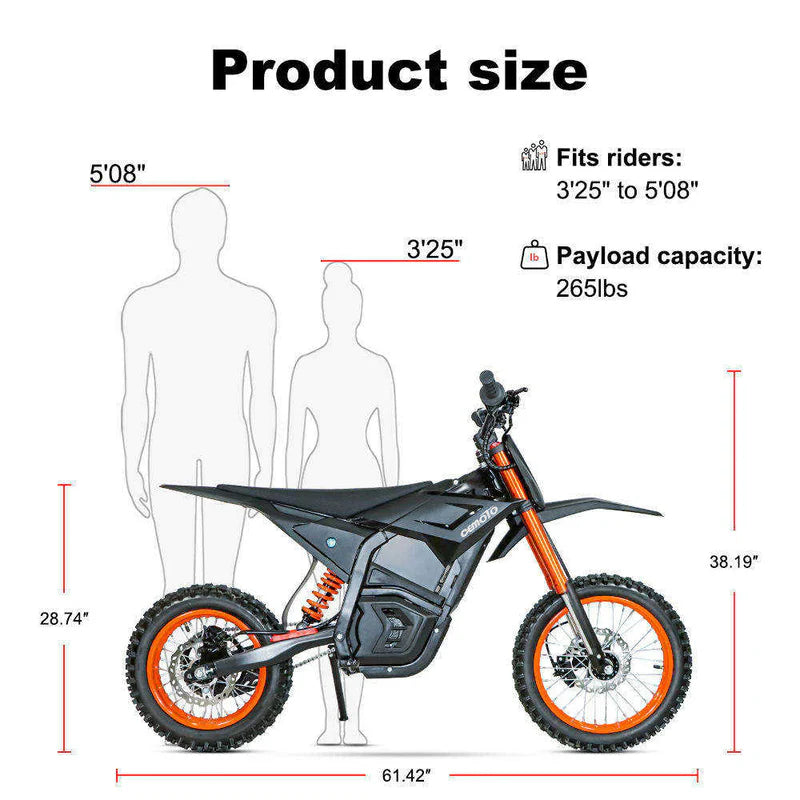 CEMOTO D-Series 3000W–6000W 40 to 53 mph Top Speed Off-Road Electric Dirt Bike for Teens & Adults