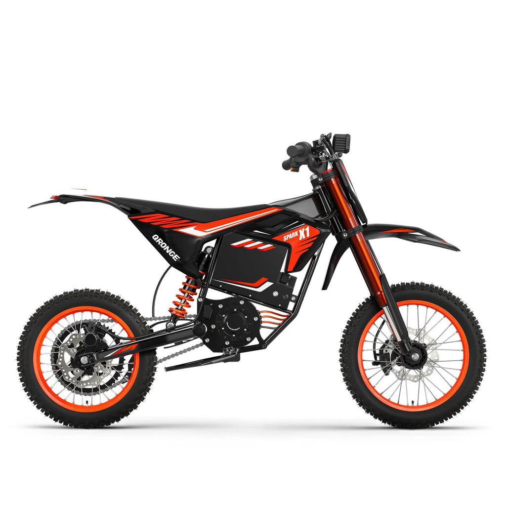 X1 Spark Electric Dirt Bike, 4500W Peak up to 60 Miles, 50MPH, 60V 28.8Ah Battery E-Bike, 14″/12″ Fat Tire Electric Motorcycle for Mountain off-Road Adults, E-Mountain Bike, Comply with UL2849 by SGS