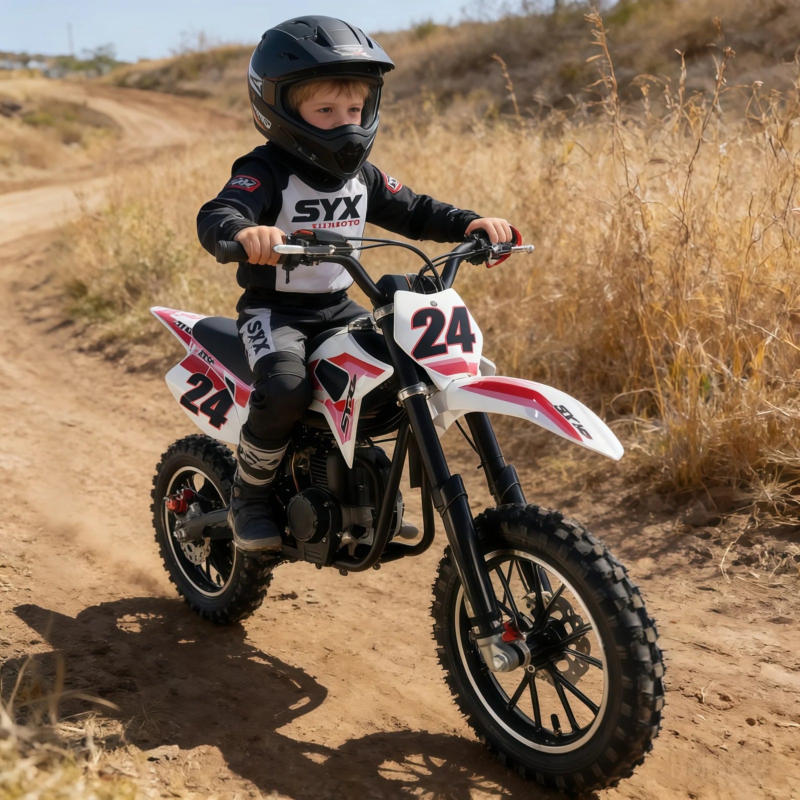 SYX MOTO MK 40cc 4 Stroke Mini Dirt Bike Pull Start Automatic Transmission Pit Bike for Kids
