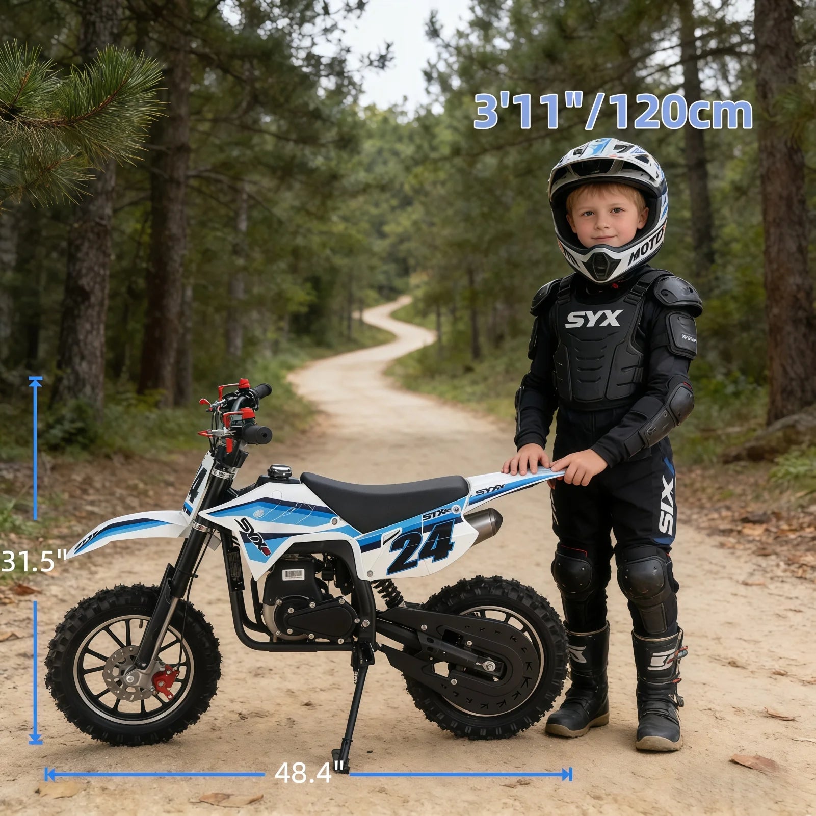 SYX MOTO MK 40cc 4 Stroke Mini Dirt Bike Pull Start Automatic Transmission Pit Bike for Kids