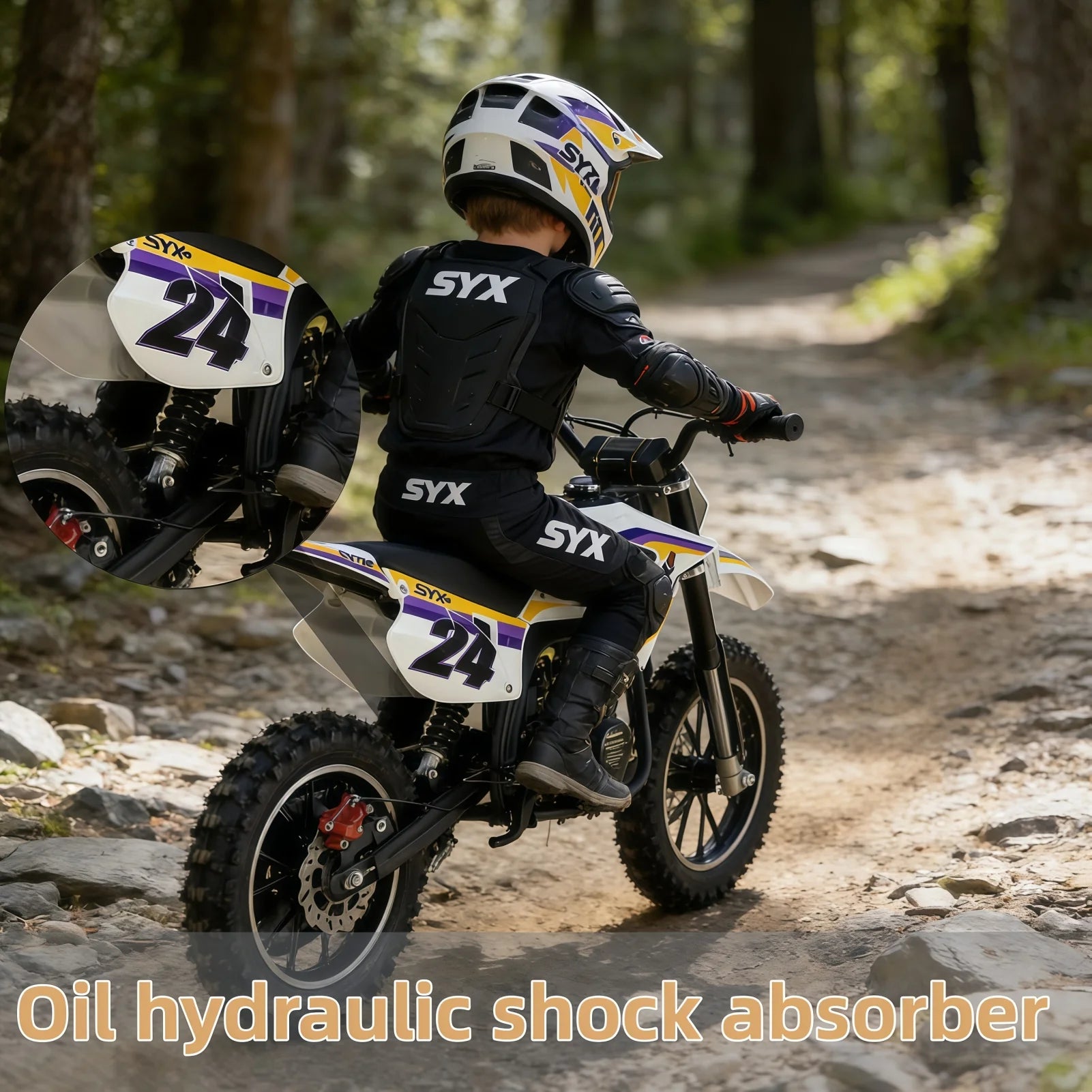 SYX MOTO MK 40cc 4 Stroke Mini Dirt Bike Pull Start Automatic Transmission Pit Bike for Kids