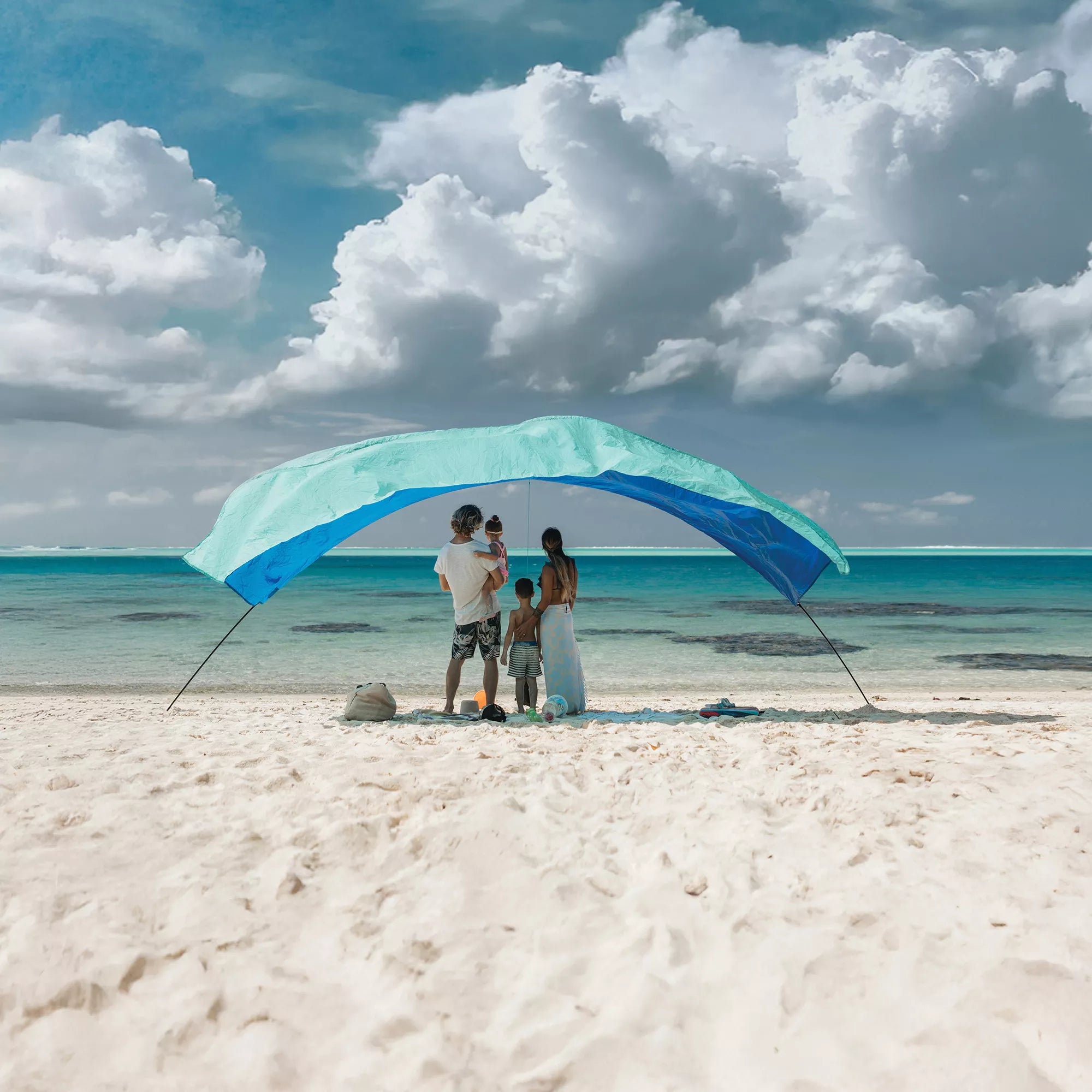 Shibumi Shade Classic Bundle with Quiet Canopy, the Original Wind-Powered Beach Shade, Provides 150 Sq. Ft. of Shade, Weighs Only 4 Lbs, Sets up in 3 Min