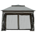 Arlmont & Co 11′ X Pop Up Canopy Gazebo, Outdoor Patio Shelter With Detachable Zipper Net. Instant Tent For Backyard And Garden. Dark Gray. 114 Sq Ft Shade