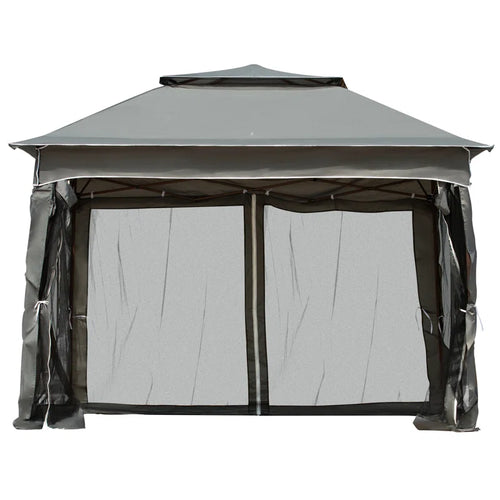 Arlmont & Co 11′ X Pop Up Canopy Gazebo, Outdoor Patio Shelter With Detachable Zipper Net. Instant Tent For Backyard And Garden. Dark Gray. 114 Sq Ft Shade