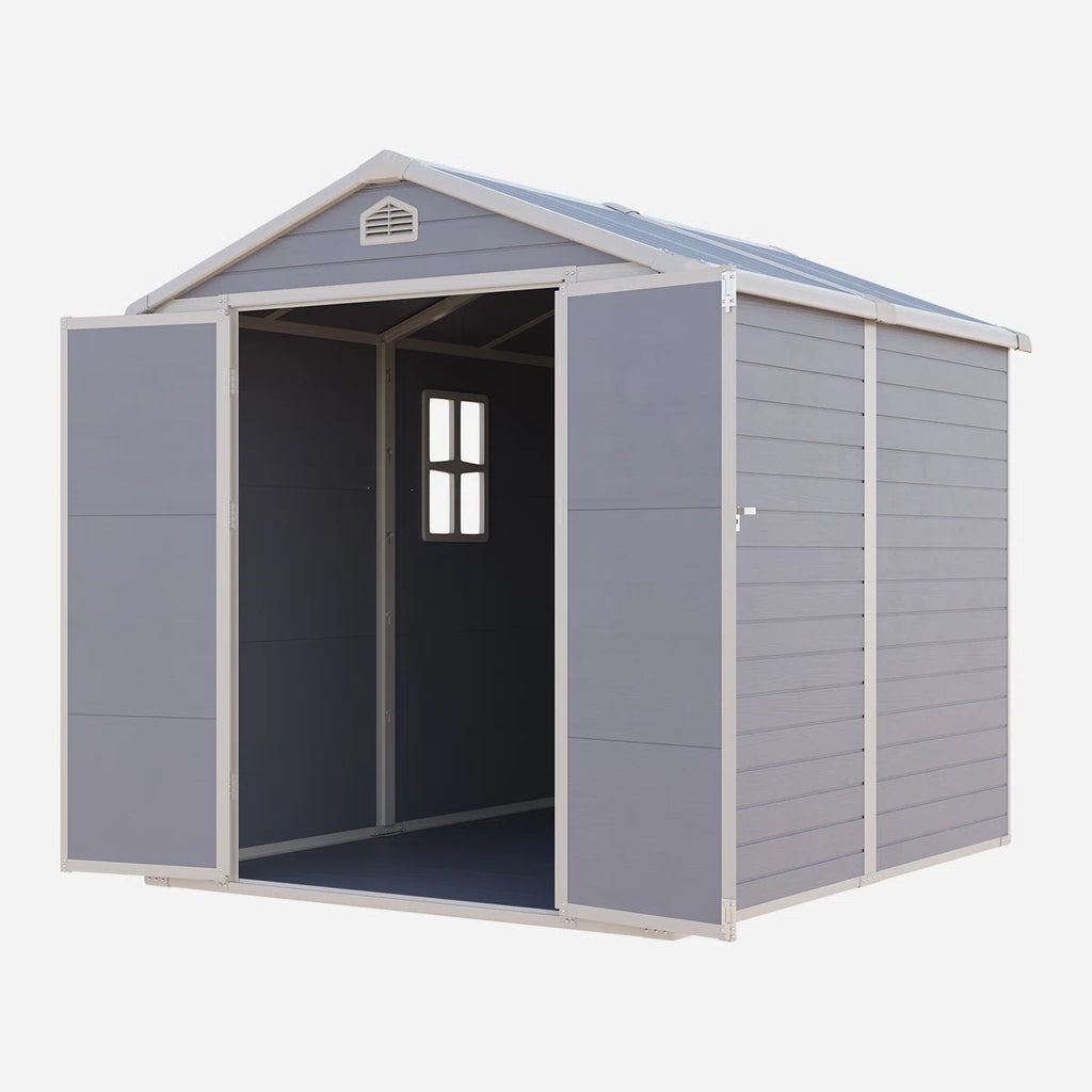 JoyDale 4×6 Ft Resin Outdoor Storage Shed With Built-in Ventilation & Lockable Door For Backyard