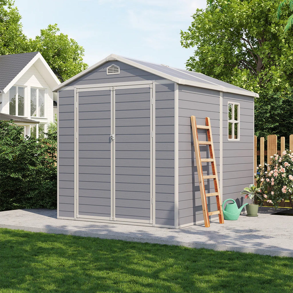 JoyDale 4×6 Ft Resin Outdoor Storage Shed With Built-in Ventilation & Lockable Door For Backyard