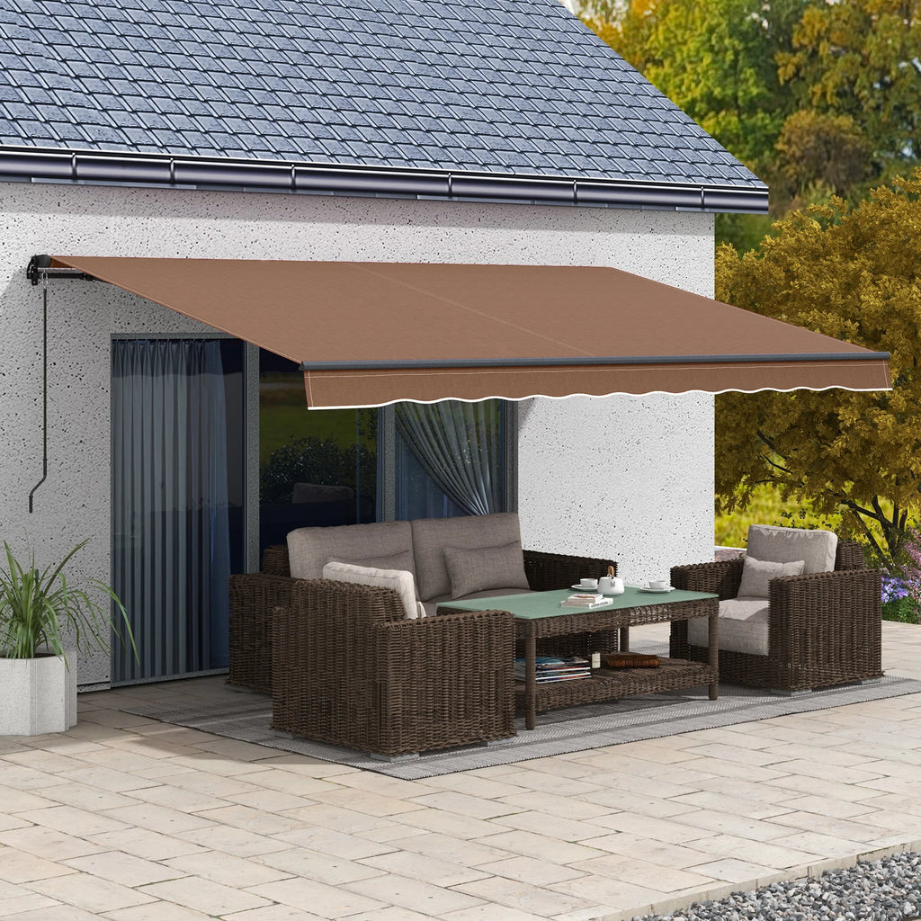 Outsunny 16′ x 10′ Retractable Sunshade Awning, UV-Resistant 280GSM Canopy, Brown
