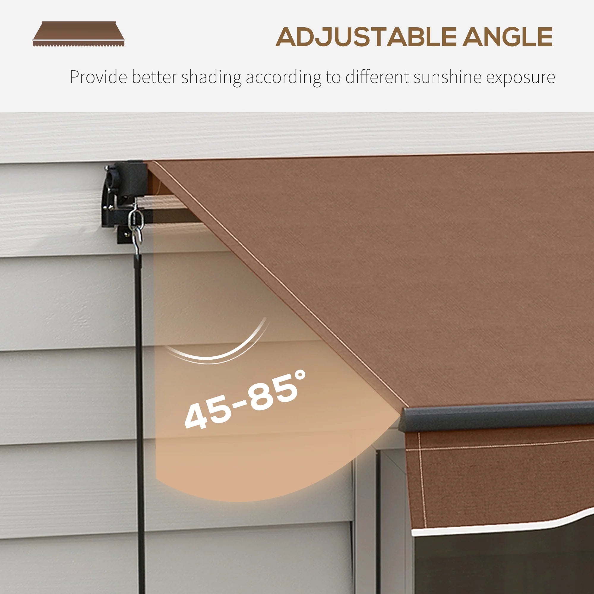 Outsunny 16′ x 10′ Retractable Sunshade Awning, UV-Resistant 280GSM Canopy, Brown