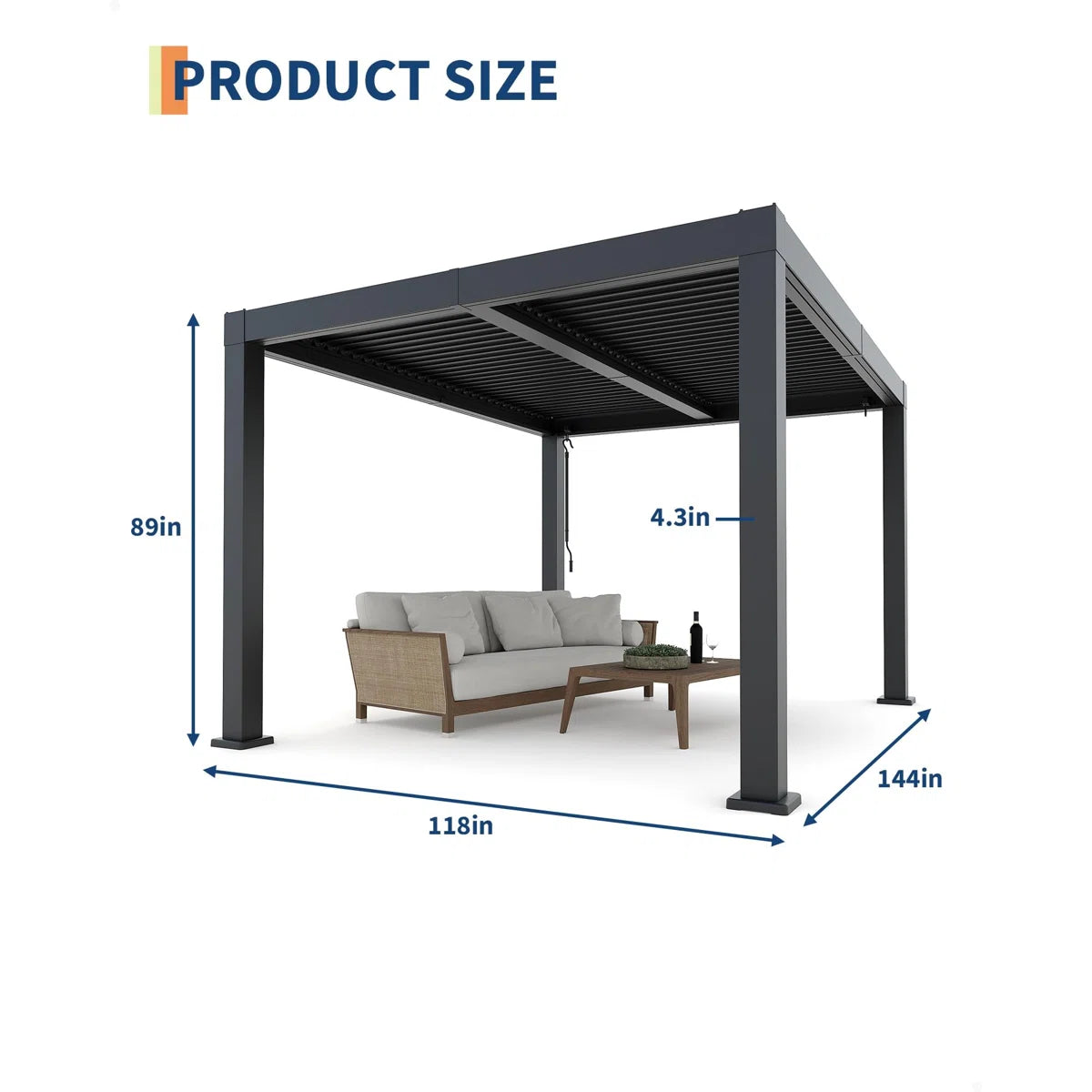 Enjyam Modern Louvered Pergola with Aluminum Frame, Adjustable Louvers & Integrated Drainage, Weather-Resistant Gazebo for Deck or Backyard, 10×12 FT