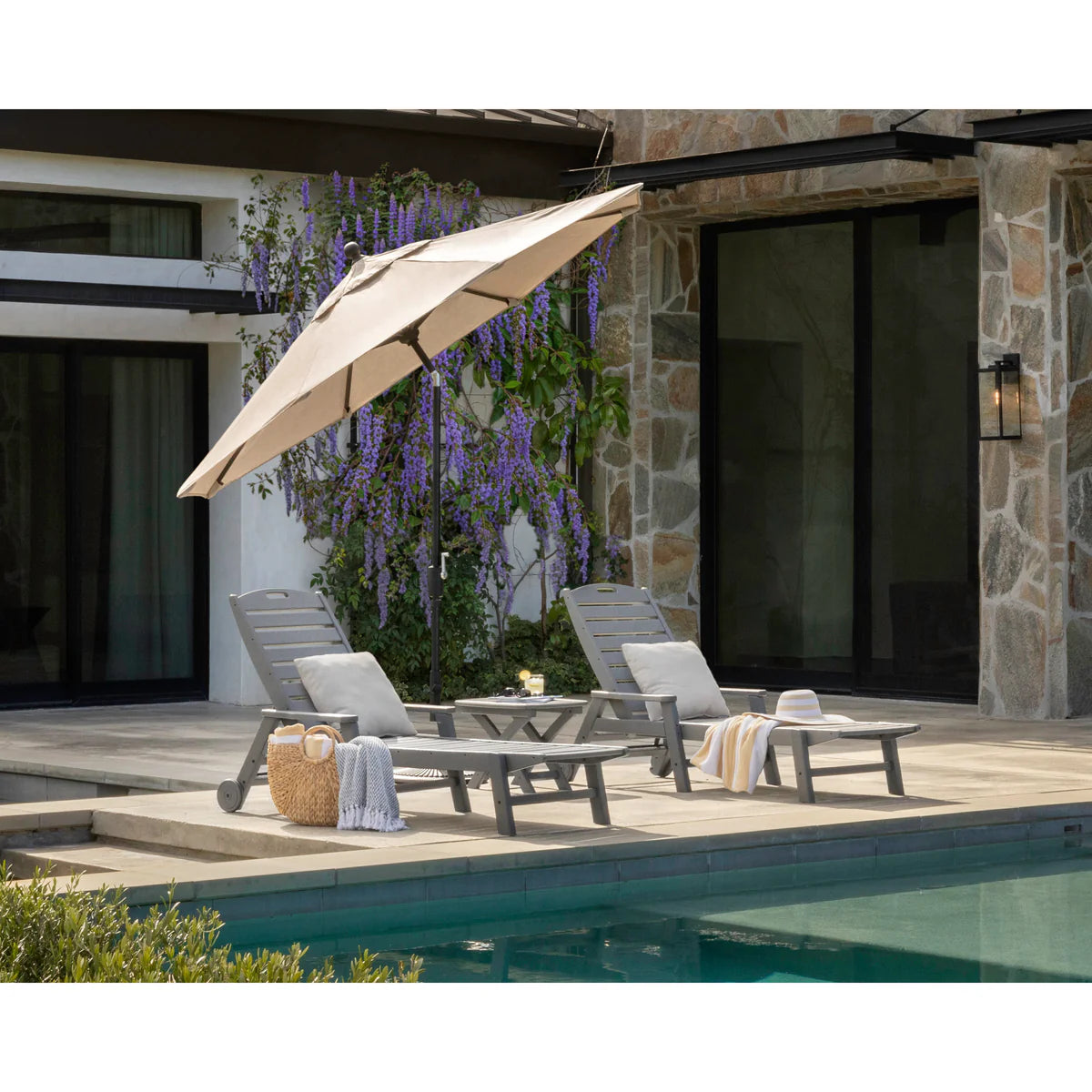 Polywood 9′ Tilt Market Umbrella & Base