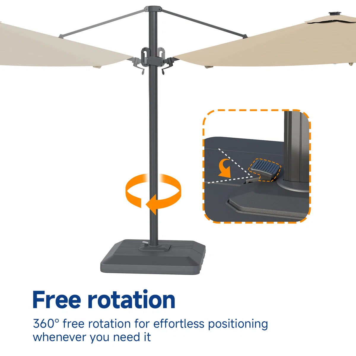 Latitude Run® 11′ Patio Cantilever Umbrella with Wind-Vent, 240g Solution-Dyed Fabric, Solar LED Lights and Weighted Base Included