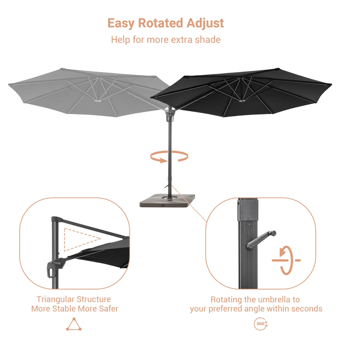 Freeport Park® Cathleen 11′ Cantilever Umbrella with Base