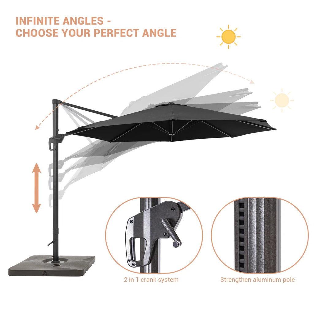 Freeport Park® Cathleen 11′ Cantilever Umbrella with Base