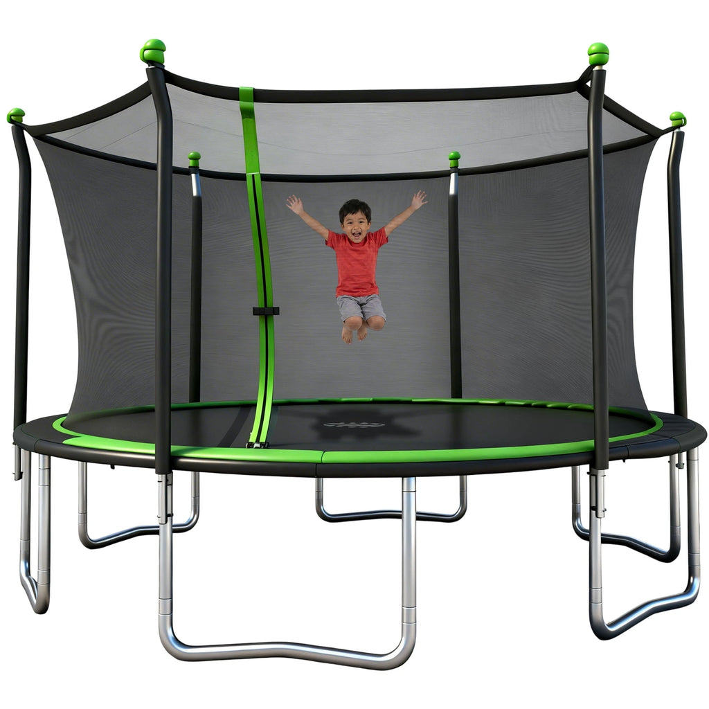 Sportspower BouncePro 14ft Trampoline Meets ASTM Safety Standards, Heavy-Duty Rust-Resistant Steel Frame, UV-Resistant Jump Mat & Safety Net