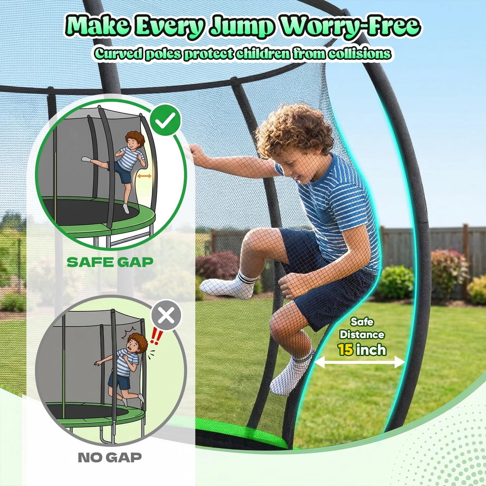 Outdoor Trampoline,Fashionsport Outfitters 8FT/12FT/14FT/16FT Round Jumping Trampoline with Ladder,Sprinkler,Basketball Hoop Board,Recreational Backyard Trampolines Anti-Rust for Kids Gift
