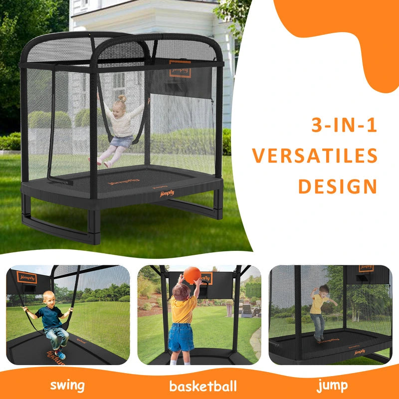 JumpFly 6FT Toddler Trampoline for Kids with Swing