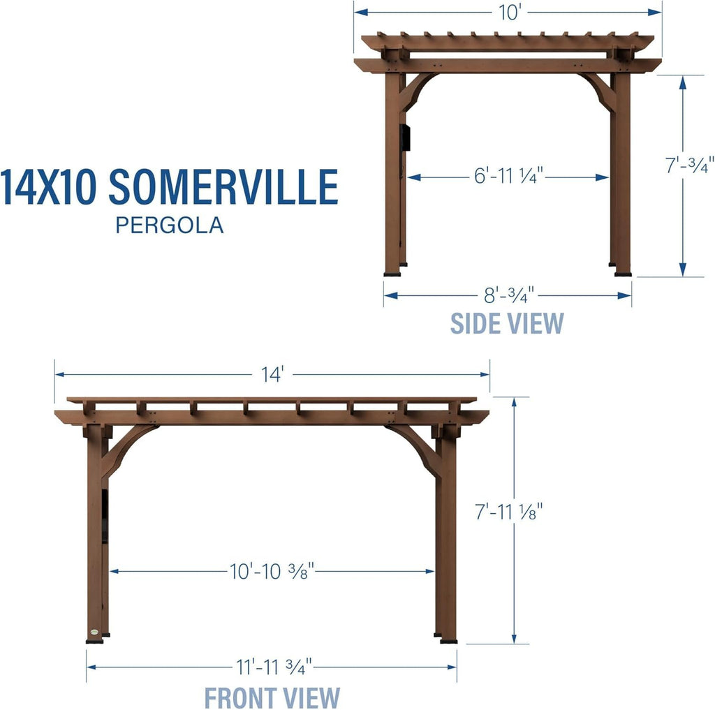 Backyard Discovery 14′ X 10′ Somerville Pergola W/ Electric – Dark Walnut DIY