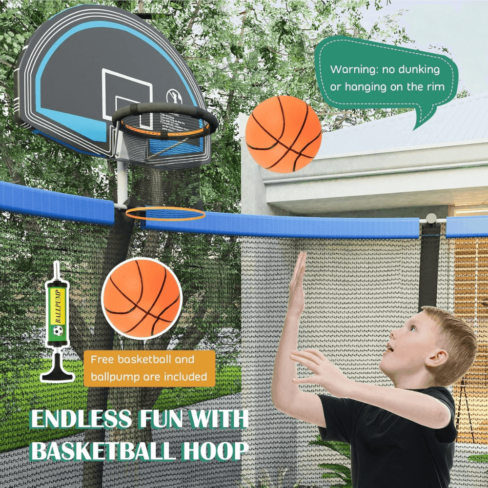 Giantex 8FT 10FT 12FT Trampoline with Enclosure, ASTM Approved Outdoor Large Trampoline with Ladder