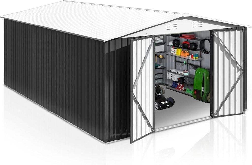 Patiowell 10 ft. W x 12 ft. D Size Upgrade Metal Storage Shed (119 sq. ft.)