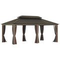Sunmthink 12×20 ft Hardtop Gazebo with Double Roof