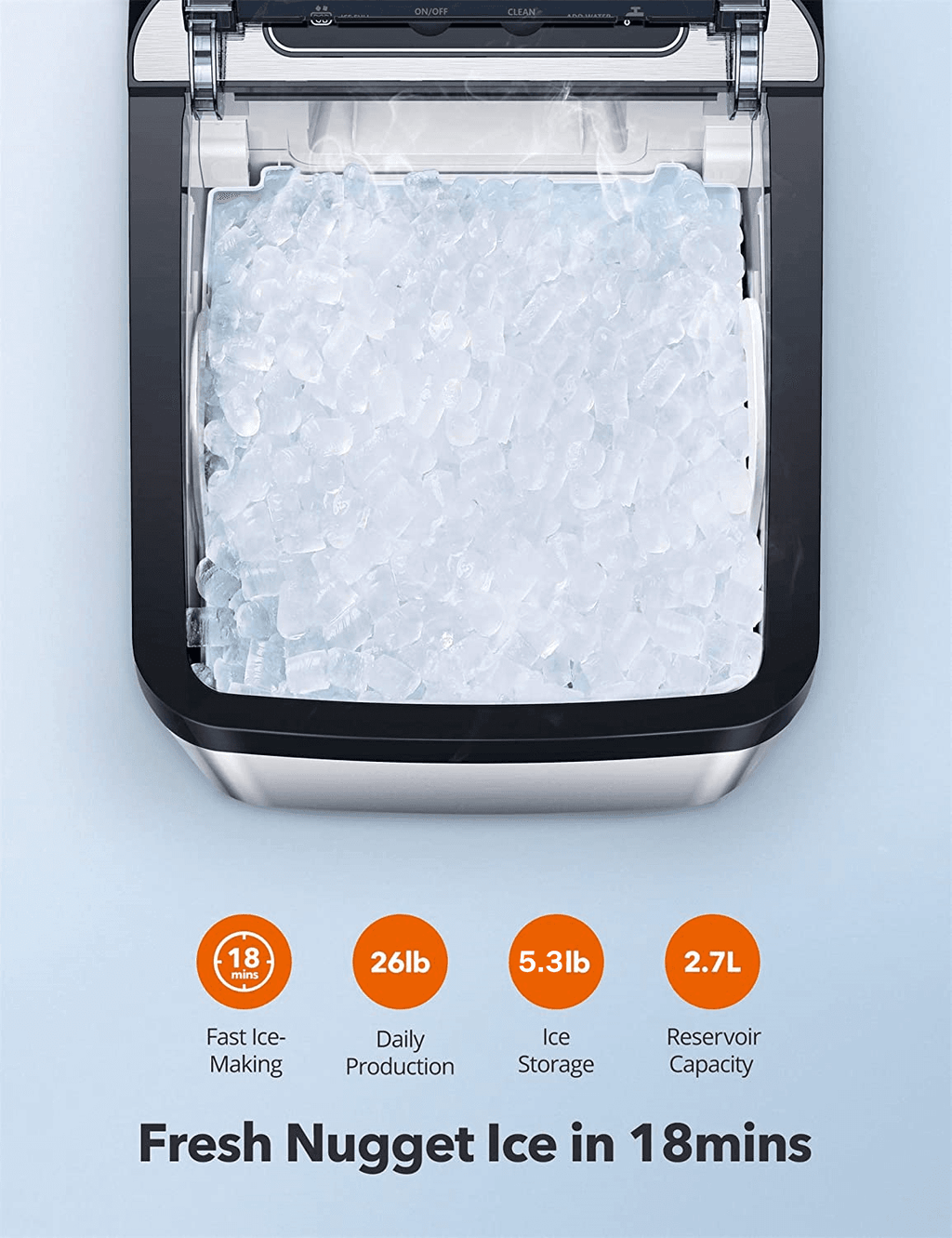 Aicook Nugget Ice Maker For Countertop Sonic Machine