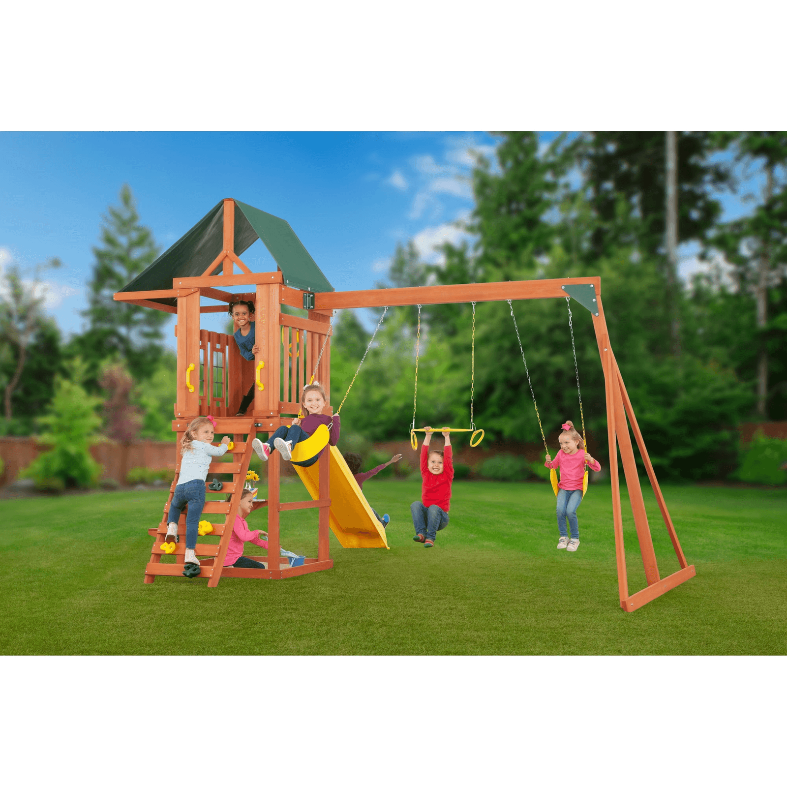 Creative Cedar Designs Cedar Cottage Wooden Swing Set