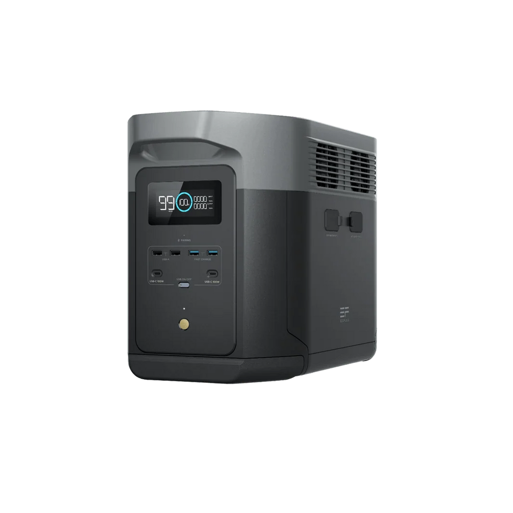 EcoFlow Delta 2 Max 2048Wh 2400W LiFePO4 Solar Generator + 100W Rigid Monocrystalline Solar Panels Kit
