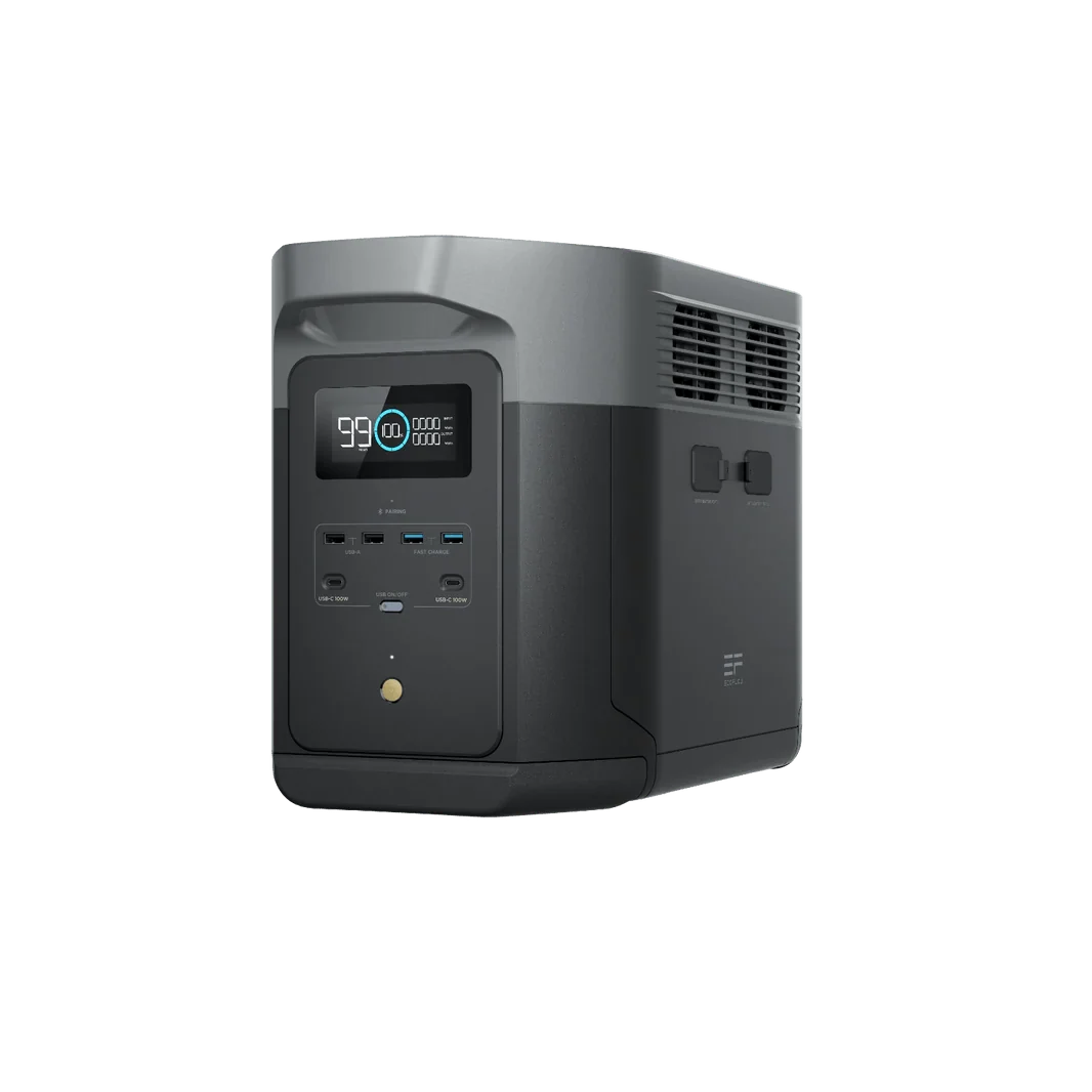 EcoFlow Delta 2 Max 2048Wh 2400W LiFePO4 Solar Generator + 100W Rigid Monocrystalline Solar Panels Kit