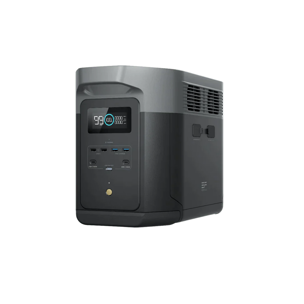 EcoFlow Delta 2 Max 2048Wh 2400W LiFePO4 Solar Generator + 100W Portable Monocrystalline Solar Panels Kit
