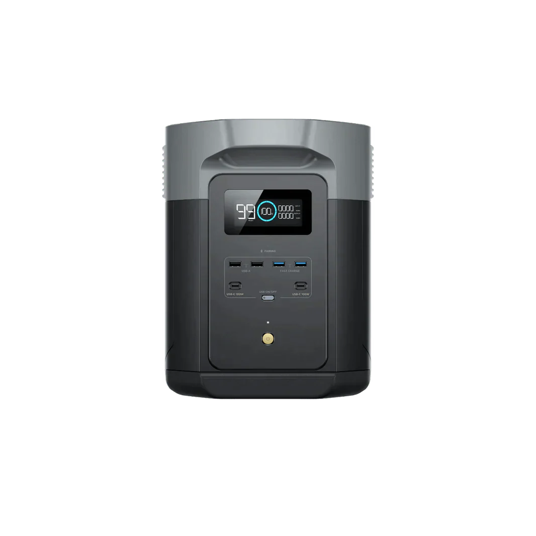 EcoFlow Delta 2 Max With Extra Battery 4096Wh 2400W LiFePO4 Solar Generator + 200W Portable Monocrystalline Solar Panels Kit