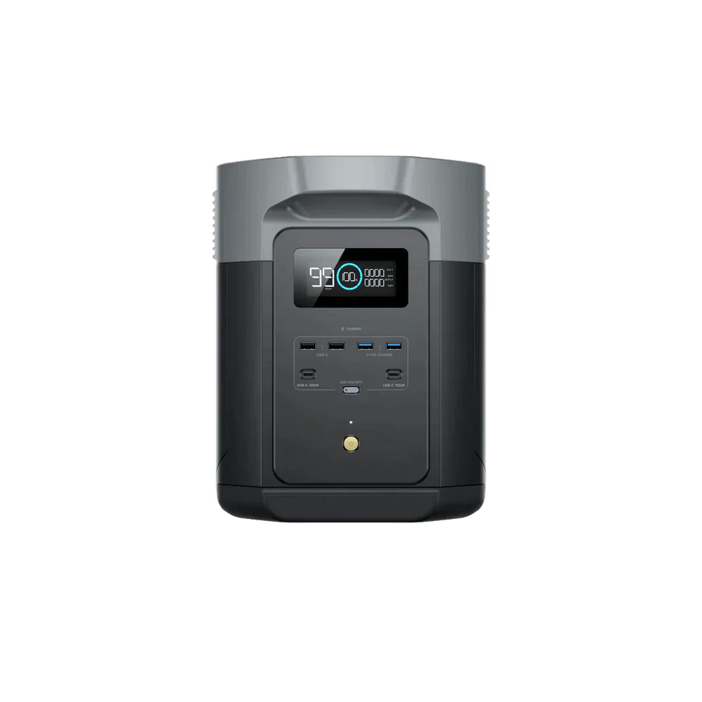 EcoFlow Delta 2 Max With Extra Battery 4096Wh 2400W LiFePO4 Solar Generator + 200W Rigid Monocrystalline Solar Panels Kit