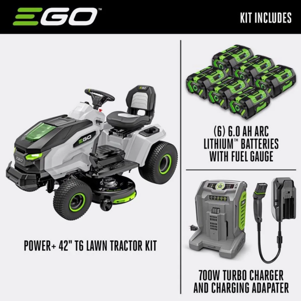 EGO POWER+ T6 TR4204 42-Inch 56V Battery-Powered Riding Lawn Mower Kit