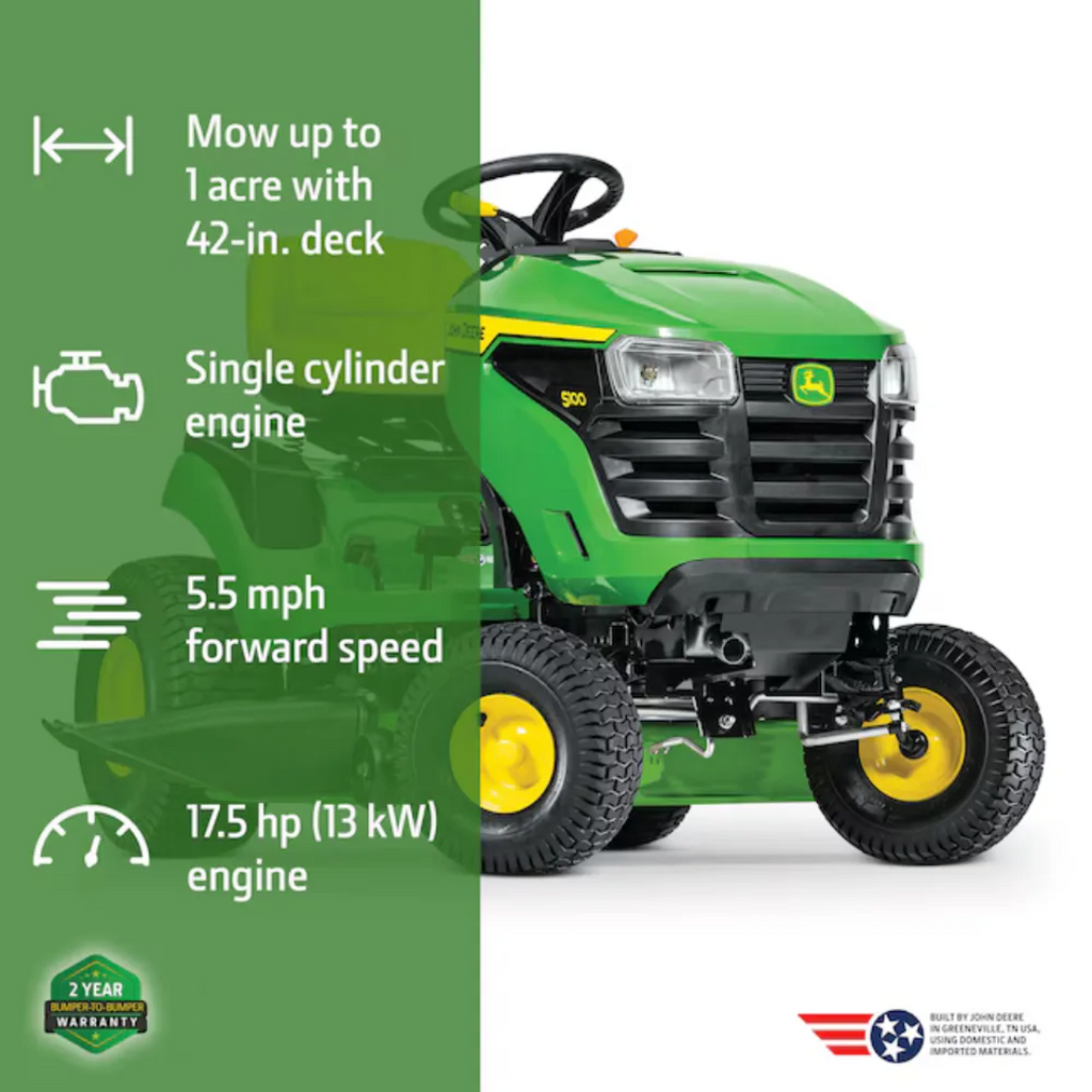 John Deere S100 42-Inch 17.5 HP Hydrostatic Lawn Tractor