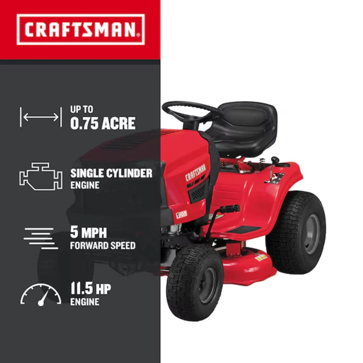 CRAFTSMAN T100 36-Inch 11.5 HP Briggs & Stratton Gas Riding Lawn Mower with 7-Speed Transmission