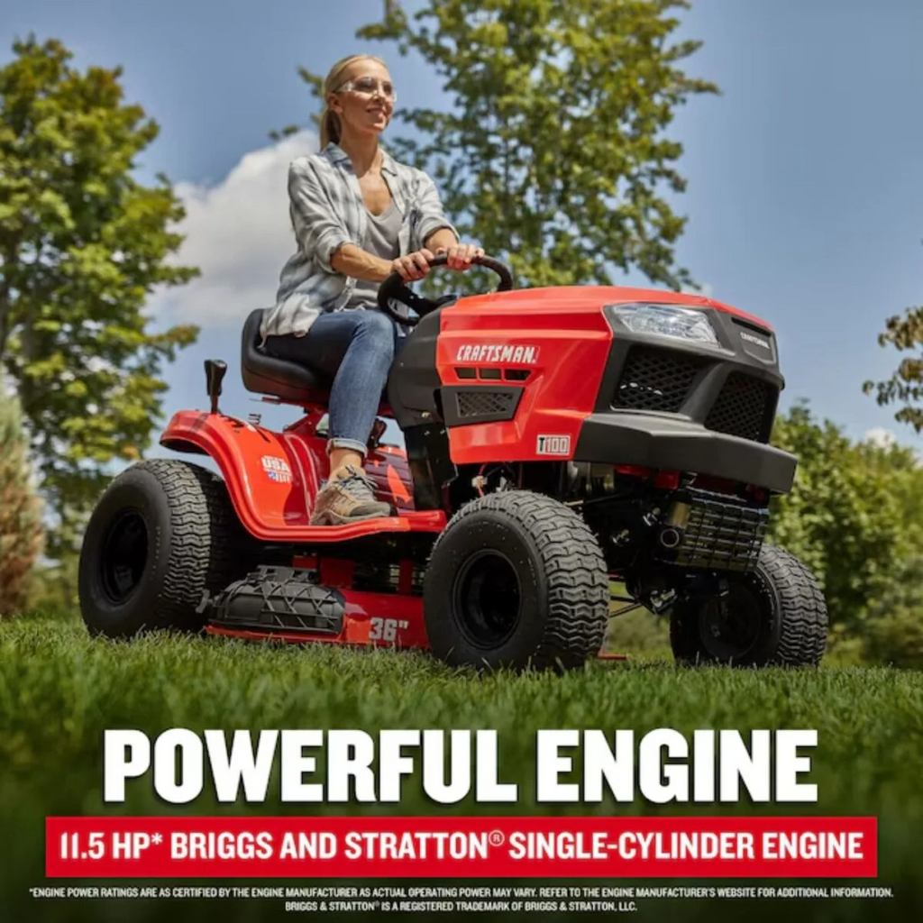 CRAFTSMAN T100 36-Inch 11.5 HP Briggs & Stratton Gas Riding Lawn Mower with 7-Speed Transmission
