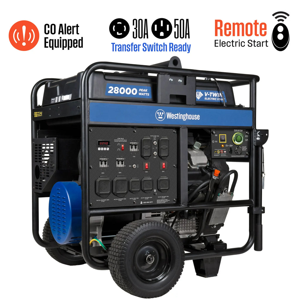 Westinghouse WGen20000 28,000 Peak-Watt and 20,000 Running-Watt Home Backup Portable Generator with Remote Electric Start