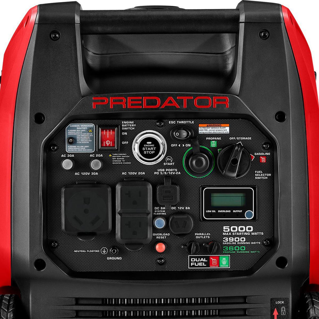 PREDATOR 5000-Watt Dual-Fuel SUPER QUIET Inverter Generator with Remote Start and CO SECURE Technology
