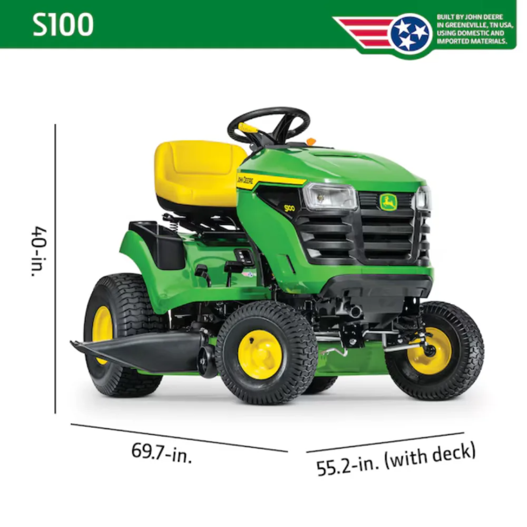 John Deere S100 42-Inch 17.5 HP Hydrostatic Lawn Tractor